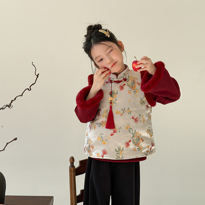 冬季女童新中式锦鲤送福马甲