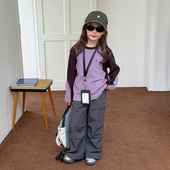 儿童拼色打底衫 Yumi妈儿童冬装 撞色拼接加厚长袖 25H033