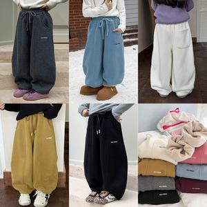 儿童冬季裤子加厚宽松字母休闲裤