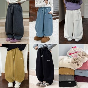 潮25K039 子复合280g奥粒绒保暖加厚宽松字母卫裤 Yumi妈儿童冬季 裤
