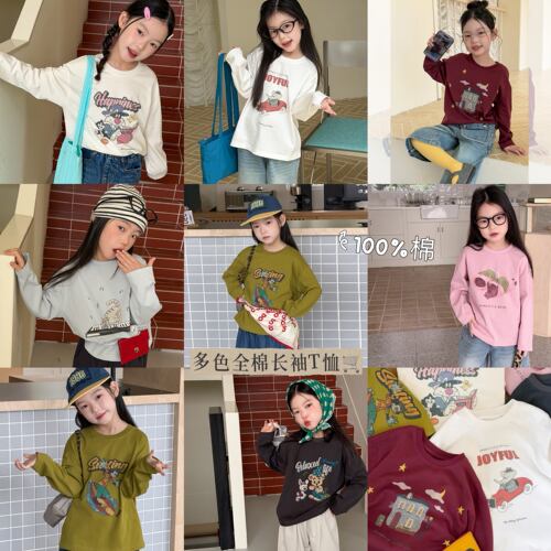女童春款纯棉软糯卡通长袖T恤