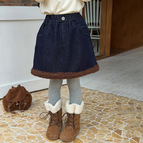 Yumi妈儿童加厚短裙女童半身裙