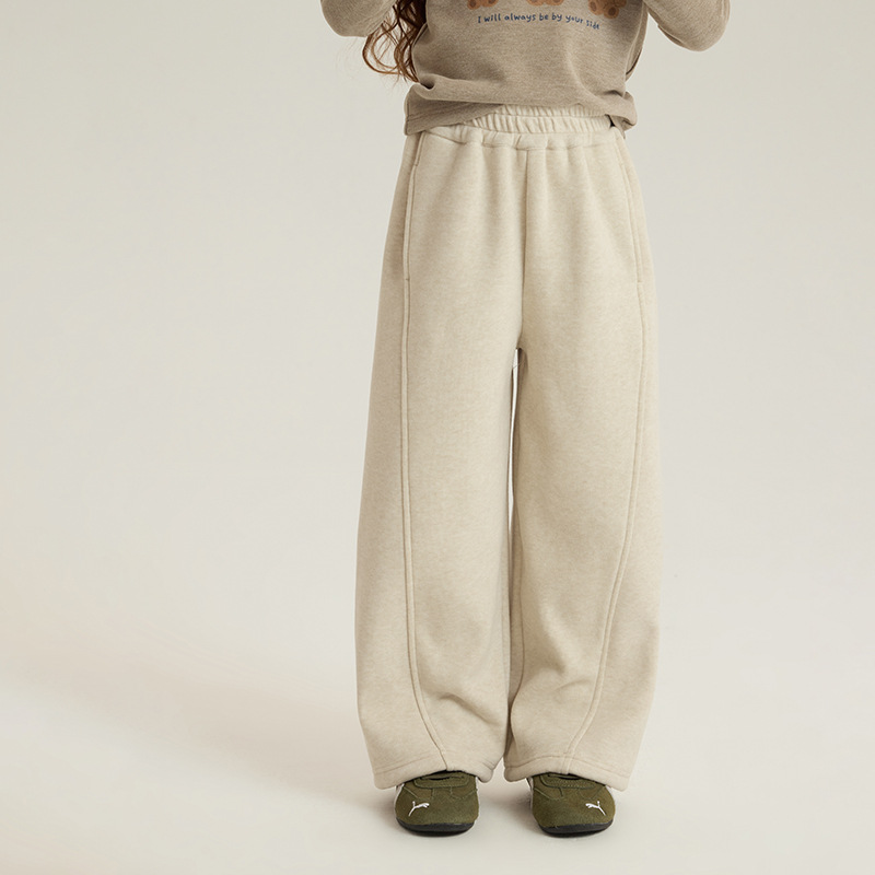 秒杀款 冬装裤子女童宝宝休闲加厚加绒软糯儿童拼接休闲裤25H088