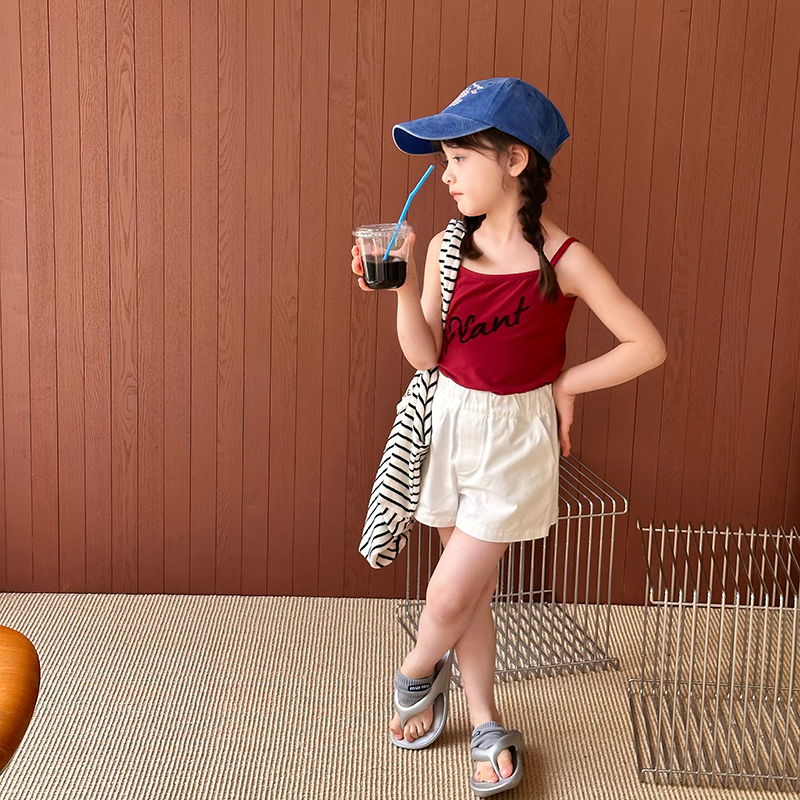 女童宝宝时髦字母吊带小背心