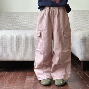 25F015 裤 Yumi妈女童秋装 水洗棉口袋帅气脚可收口儿童拼接工装