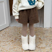 女童休闲软萌保暖可爱毛毛短裤 Yumi妈2025冬季 三分毛绒热裤 25H092