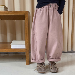 25F071 时髦设计感拼接百搭儿童纯色休闲裤 Yumi妈 女童秋装