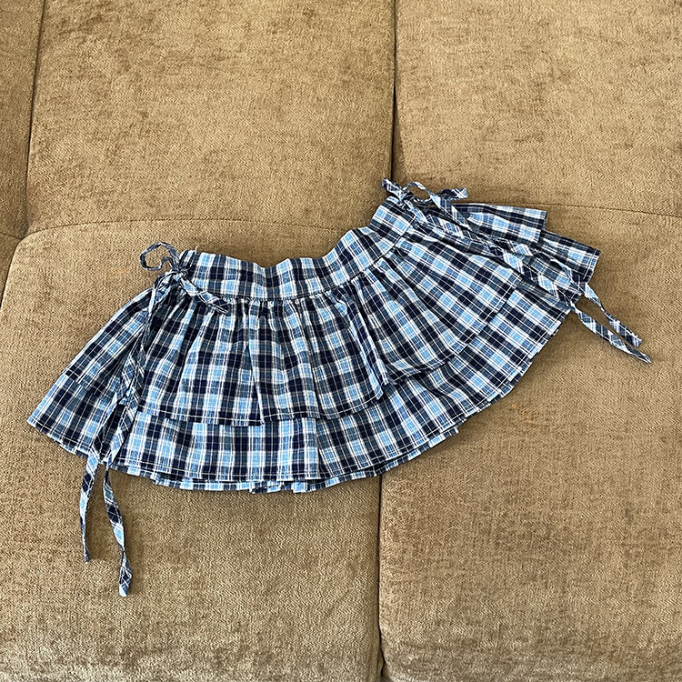 Yumi妈 春季儿童街头时髦叠穿单品~格子屁帘  25B066