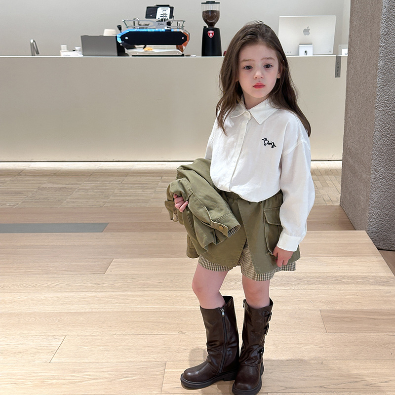 中大男女童韩版卡通小狗刺绣衬衫