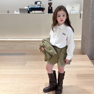 儿童翻领衬衣25F162 卡通小狗刺绣衬衫 Yumi妈中大男女童秋季 韩版