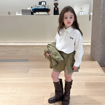 中大男女童韩版卡通小狗刺绣衬衫