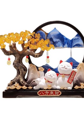 创意招财猫摆件流沙画工艺品客厅感装饰店铺招财开业活动礼品