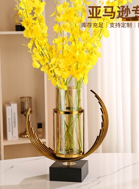 跨境轻奢透明玻璃花瓶感家居创意客厅餐桌大号装饰摆件厂