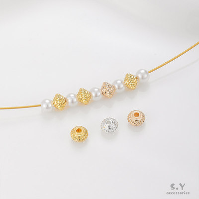 保色14K包金螺纹隔珠灯笼珠