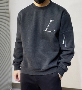 冬季保暖加绒棉质圆领套头情侣卫衣驴标刺绣男女款宽松连帽运动衫