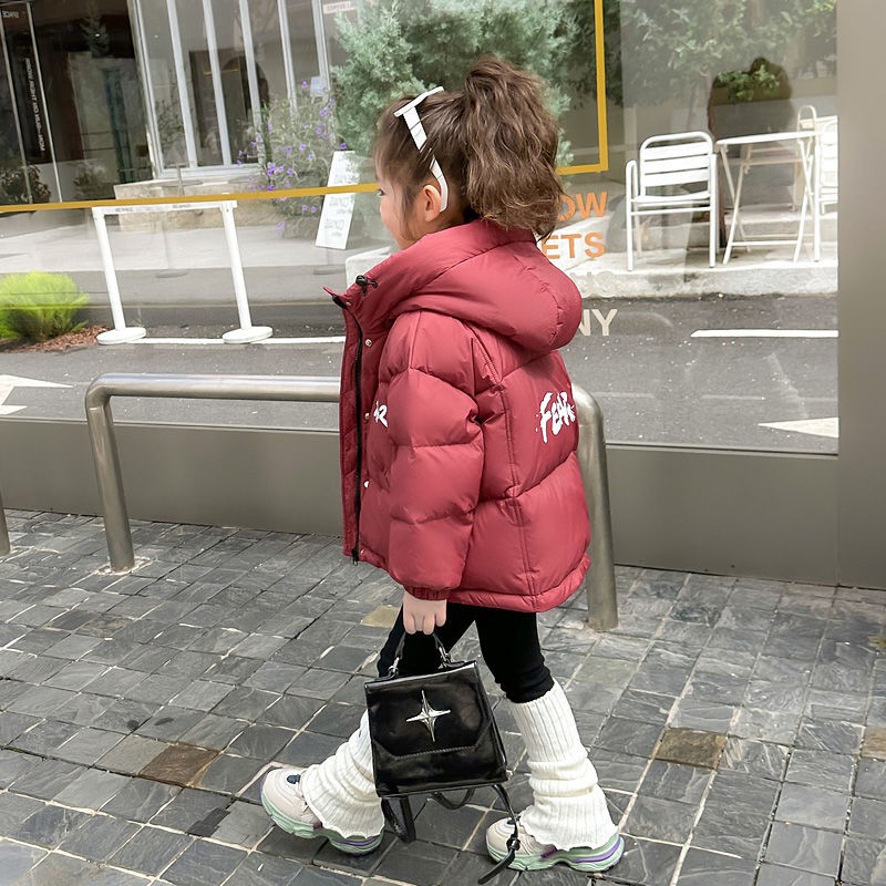 女童羽绒服2024新款洋气冬季童装女孩短款外套轻薄连帽儿童冬装潮