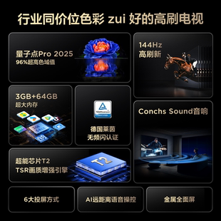 TCL电视 65V8L Pro 65英寸 144Hz 高色域 3+64GB大内存电视机