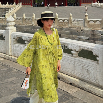 【长风渡】HL棉绸夏季改良版新中式叠穿显瘦宽松小众温柔长衫上衣