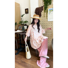 【花苞蓬蓬】HL棉绸夏季甜美休闲通勤舒适圆领短袖可爱短款连衣裙