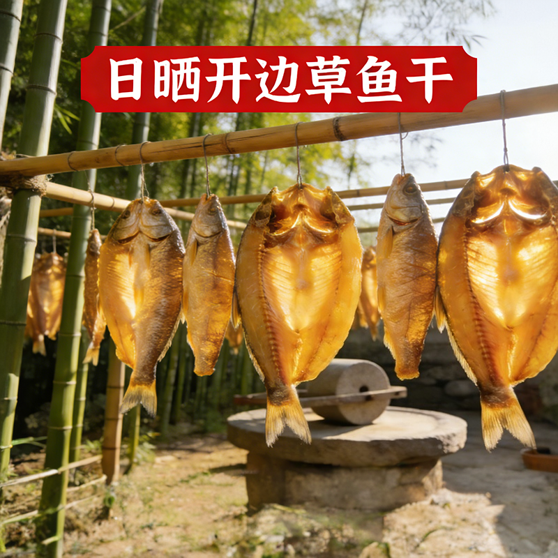 开边草鱼干 整条腌制农家腊鱼块咸鱼干草鱼干货烧烤蒸菜正宗