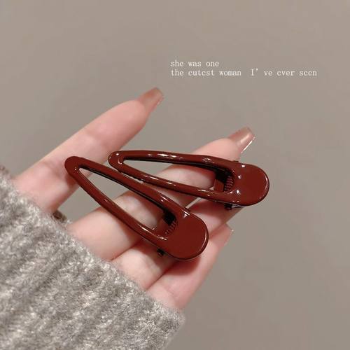 复古新款安可拉红发夹新年头饰边夹侧边刘海夹水滴鸭嘴夹气质发卡