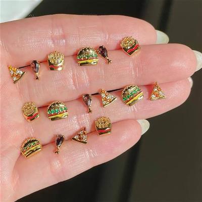 earrings zirconium color-preserving gold real earrings