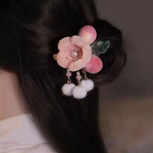 velvet flower headdress clip side accessories hairpin