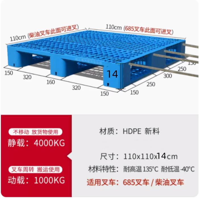 川字塑料托盘叉车网格仓库货架工业卡板地台防潮垫板栈板货物托板