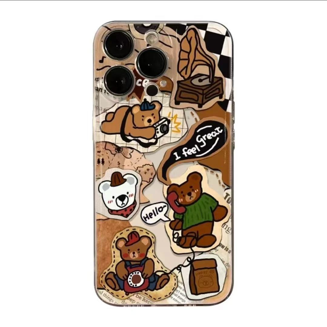 涂鸦小熊防摔透明手机壳适用于华为荣耀小米OPPO vivo苹果16手机壳15pro苹果防摔14promax软壳iphone15