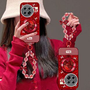 适用一加12手机壳女PJD110镜头全包防摔1加11保护套PHB110本命年5g新年款1+十二支架手链oneplus十一喜庆oppo