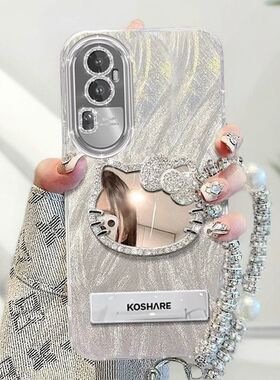 适用opporeno10手机壳带镜子PHW110镜头膜reno10pro+保护套PHU110全包防摔0pp0ren010pr0新款女PHV110好看5g