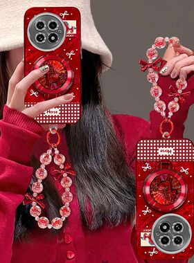 适用一加13手机壳女PJZ110镜头全包防摔1加13保护套oneplus十三5G本命年马1+13新年款支架手链oppo喜庆高级红