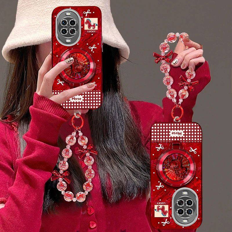 适用华为Nova14手机壳女TLR-AL00镜头全包防摔14pro保护套MIA-ALOO本命年马MRT-AL10新年款5g支架手链喜庆红,3C数码配件,手机保护套/壳,淘宝优惠券,粉丝福利购,淘宝优惠卷