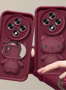 适用OPPOA3 5G手机壳带镜子PKA110新款oppoa3pro保护套PJY110软硅胶opopa3镜头全包0pp0a3pr0防摔女外套支架