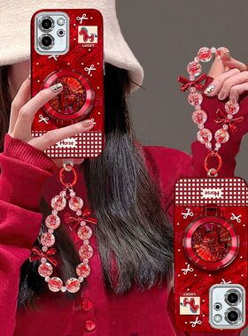 适用华为荣耀80se手机壳女GIA-AN80镜头全包防摔honor80SE保护套荣誉80es本命年马h0n0r新年款gla支架手链jia