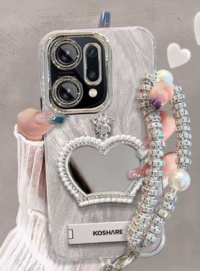 适用oppofindx5手机壳补妆镜pffm10带镜头膜oppofindx5pro保护套pfem10防摔5g全包边0pp0flndx5pr0高级新款女