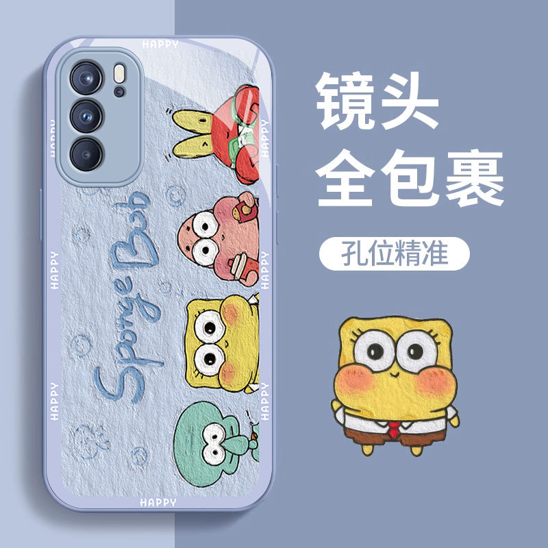 适用opporeno6手机壳玻璃peqm00全包卡通opporeno6pro+保护套penm00新款0pp0ren06pr0可爱pepm00防摔男女5g潮