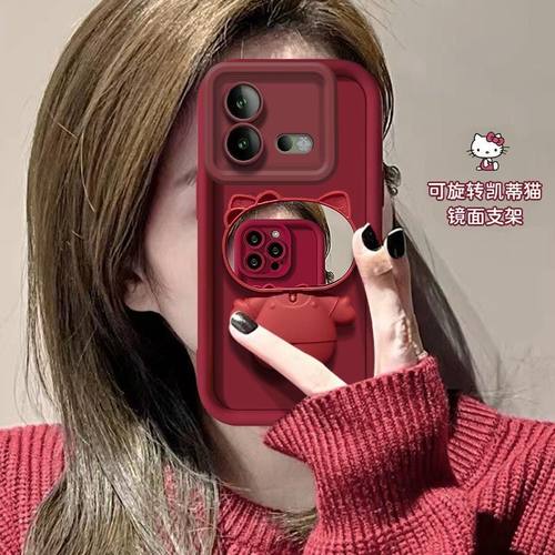 iQOONEO8PRO手机壳带镜子V2302A硅胶软vivoiqooneo8保护套V2301A全包5g防摔iq00ne08pr0卡通支架iqnoe新款女