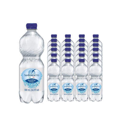 意大利进口sanbenedetto圣碧涛天然矿泉水气泡水含汽500ml*24瓶装