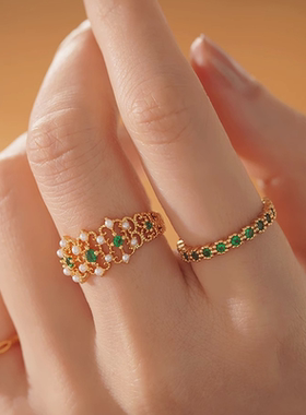 浪漫传说跨境绿幽灵开口食指戒