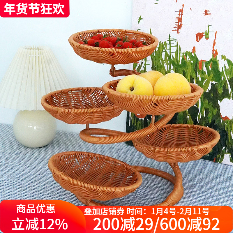 博佰澜创意迎客松水果架多层果篮中式客厅摆放点心糖果干果盘托盘