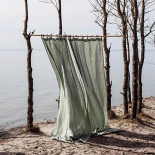 2023新款亚麻试衣间窗帘纯色客厅卧室窗帘遮光挂钩式遮阳伞可定制