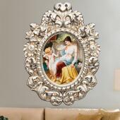 复古椭圆雕花金色相框客厅画框影楼挂墙婚礼婚纱照迎宾装 饰相框