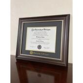 美国2区毕业证书装 裱框实木框A4相框可定制尺寸外国证书展示框