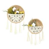 那一挂手工编织干花壁挂壁饰田园风花盆吊篮装 饰挂件民宿创意墙饰