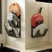 黑灰锅盖架子免打孔太空铝厨房锅盖架多三层砧板菜板壁挂收纳置物