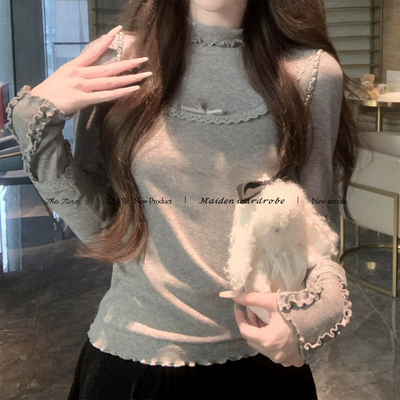 Simida斯密达-冬上新绒绒半高领木耳边收腰打底打底衫T3066#