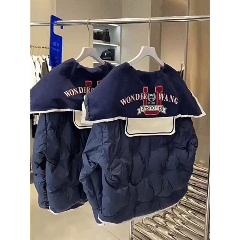 2025年新款网红爆款冬装设计师款奶呼呼轻薄蓝色短款羽绒服女外套