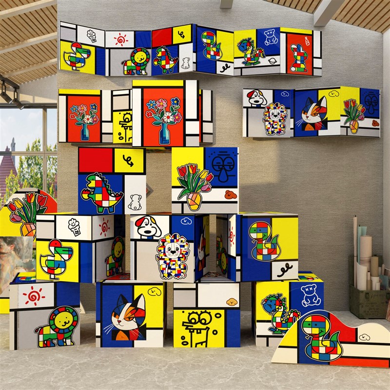 蒙德里安画室g布置美术教室展幼儿园墙面装饰环创主题成品材料文