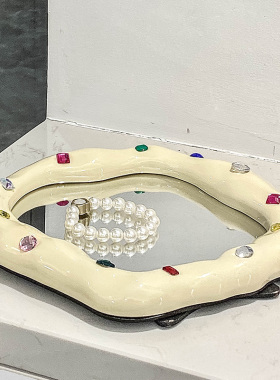 ins摆件高级感小众小清t新桌面玄关床头柜镜子装饰卧室玄关电视柜